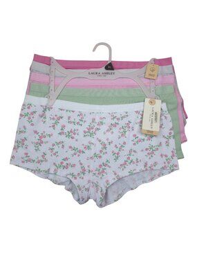Laura Ashley Organic Cotton Womens Boyshorts 5-Pack Medium Tagless Panties Brief